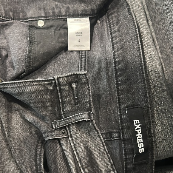 Express Black Denim Shortie High Rise Distressed Short - Picture 6 of 6